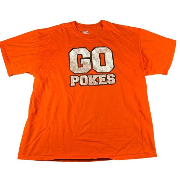 Hanes Beefy-T 2XL Go Pokes Oklahoma State University Orange Graphic T-Shirt - Picture 1 of 5